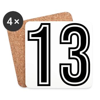 Symbole numérique 13 - Dessous de verre (lot de 4) - blanc - Devant