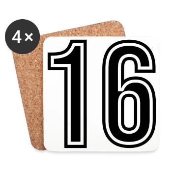 Symbole numérique 16 - Dessous de verre (lot de 4) - blanc - Devant