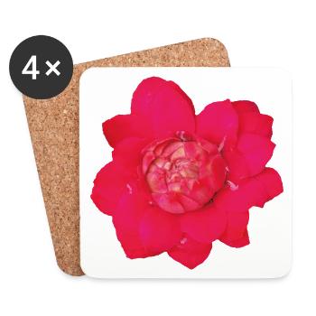 rare_red_tropical_ginger_flower_close_up - Dessous de verre (lot de 4) - blanc - Devant