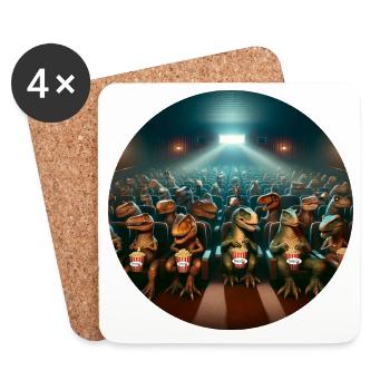Dino in the cinema - Coasters (set of 4) - white - Front