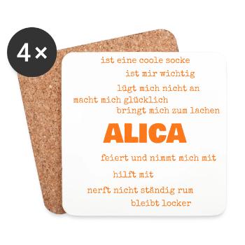 Spruch Alica - Untersetzer (4er-Set) - Weiß - Vorne