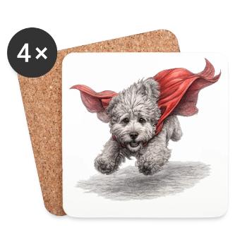Super Dog Flying to the Rescue - Coasters (set of 4) - white - Front