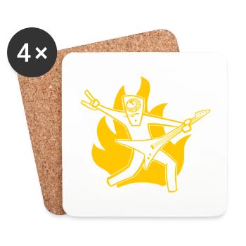 Guitariste en feu - Dessous de verre (lot de 4) - blanc - Devant