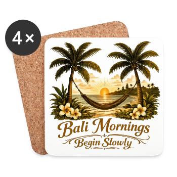 Les matins de Bali commencent lentement | Tropical - Dessous de verre (lot de 4) - blanc - Devant