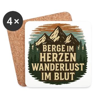 Berge im Herzen – Wanderlust im Blut - Untersetzer (4er-Set) - Weiß - Vorne