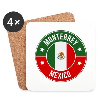 Monterrey Flag Emblem - Coasters (set of 4) - white - Front