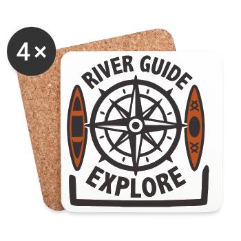 Explore Canoe Compass Icon - Coasters (set of 4) - white - Front