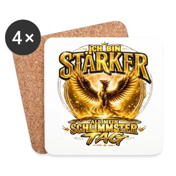 Phönix - Ich bin Stärker als mein Schlimmster TAG - Untersetzer (4er-Set) - Weiß - Vorne