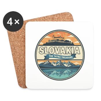 Insigne rétro des Tatras Hauts Slovaquies - Dessous de verre (lot de 4) - blanc - Devant