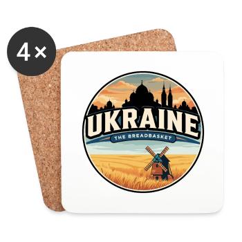 Retro Ukraine Wheat Field Badge - Coasters (set of 4) - white - Front