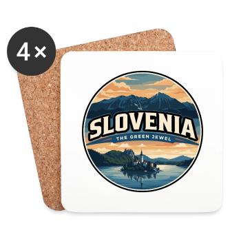 Badge rétro de saignement de lac slovénie - Dessous de verre (lot de 4) - blanc - Devant