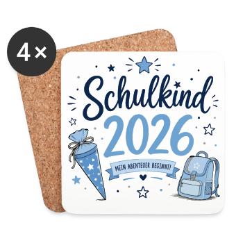 Schulkind 2026 - Einschulung - Untersetzer (4er-Set) - Weiß - Vorne