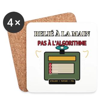 Relié à la main, pas à l'algorithme - Dessous de verre (lot de 4) - blanc - Devant