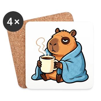 Don't Worry, Be Capy - Funny Coffee Capybara - Coasters (set of 4) - white - Front