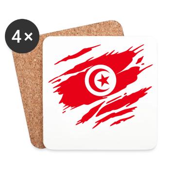 Tunisie Drapeau Tunisien Tunisienne - Dessous de verre (lot de 4) - blanc - Devant