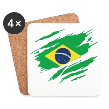 Brazil Brazilian Flag - Coasters (set of 4) - white - Front