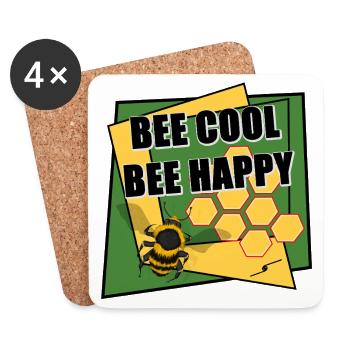 Bee Cool Bee Happy - Coasters (set of 4) - white - Front