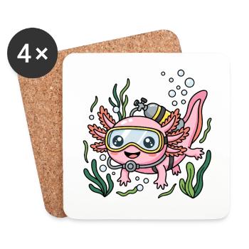 Diving Axolotl - Coasters (set of 4) - white - Front