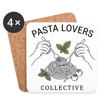 Spaghetti T-Shirt Pasta Lovers Design Women/Men - Coasters (set of 4) - white - Front