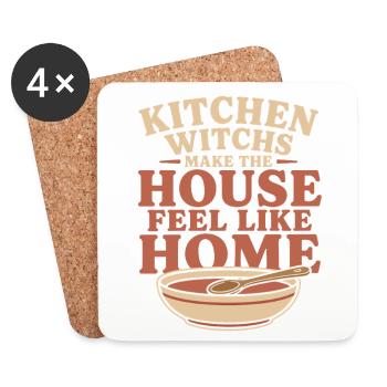 Kitchen Witch Soup Witch Cozy Witch Gift - Coasters (set of 4) - white - Front