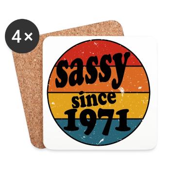 Sassy depuis 1971 Retro Circle - Dessous de verre (lot de 4) - blanc - Devant