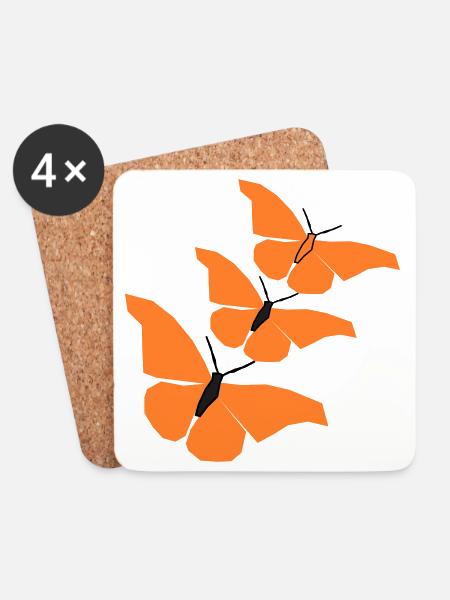 3_schmetterlinge_22 - Coasters (set of 4) - white