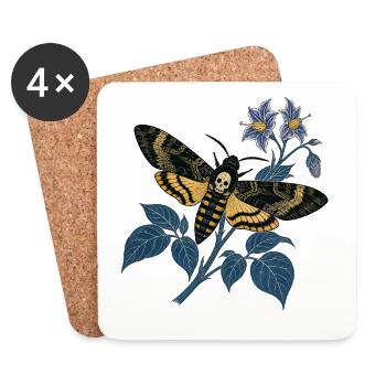Sphinx Nighttime Botanical Skull - Coasters (set of 4) - white - Front