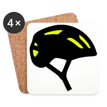 Bicycle Helmet Profile Icon - Coasters (set of 4) - white - Front