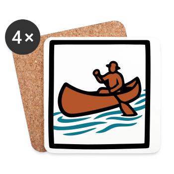Canoe Paddler Badge Icon - Coasters (set of 4) - white - Front