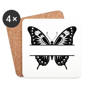 Papillon Fendu - Dessous de verre (lot de 4) - blanc - Devant