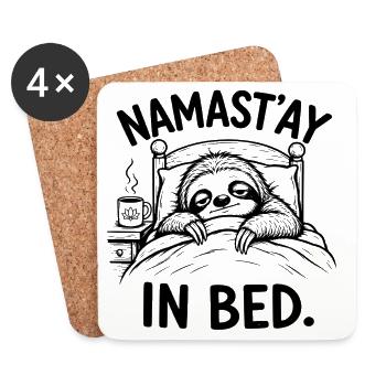Namast'ay in Bed – Tired Sloth | Fun Yoga - Coasters (set of 4) - white - Front