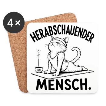 Herabschauender Mensch – Yoga Katze - Untersetzer (4er-Set) - Weiß - Vorne
