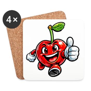 Cherry thumbs up - Coasters (set of 4) - white - Front