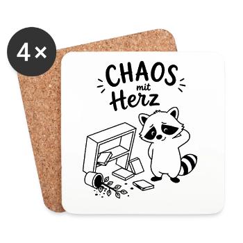 Chaos mit Herz - Untersetzer (4er-Set) - Weiß - Vorne