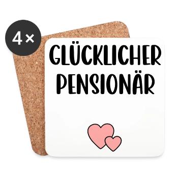 Glücklicher Pensionär Herz - Untersetzer (4er-Set) - Weiß - Vorne