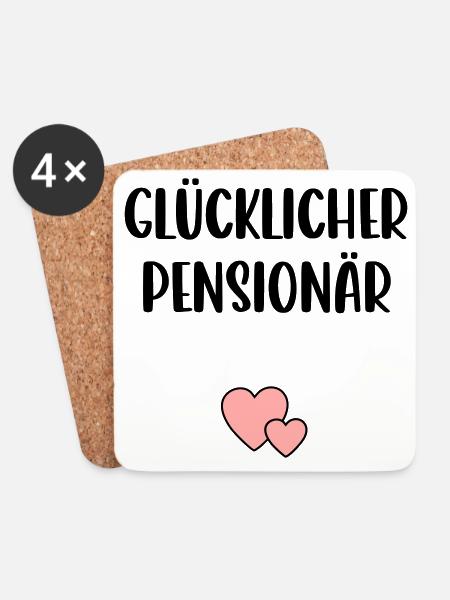 Glücklicher Pensionär Herz - Untersetzer (4er-Set) - Weiß