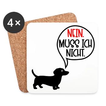 Dackel Hunde - Nein - Untersetzer (4er-Set) - Weiß - Vorne
