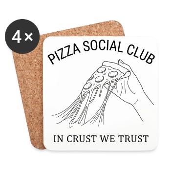 Pizza Social Club T-Shirt Gift Idea Style - Coasters (set of 4) - white - Front