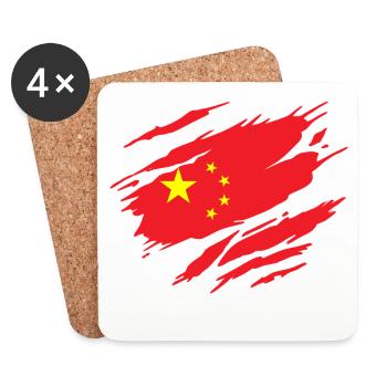 Chine Drapeau Chinois Chinoise - Dessous de verre (lot de 4) - blanc - Devant