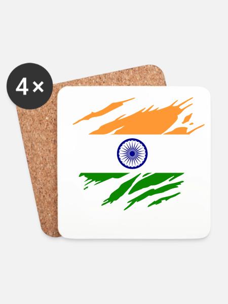 India Indian Flag Indian - Coasters (set of 4) - white