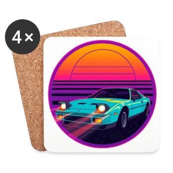 Design rétro des années 80 Synthwave style JDM - Dessous de verre (lot de 4) - blanc - Devant
