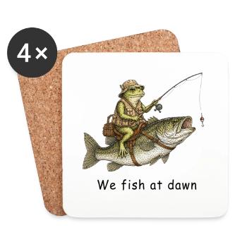We Fish at Dawn Frosch Angler  - Untersetzer (4er-Set) - Weiß - Vorne