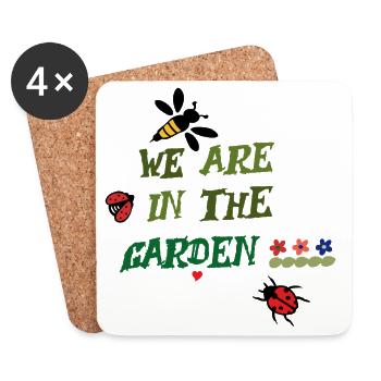 Wir sind im Garten - Untersetzer (4er-Set) - Weiß - Vorne