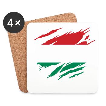 Hongrie Drapeau Hongrois Hongroise - Dessous de verre (lot de 4) - blanc - Devant