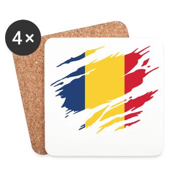 Roumanie Drapeau Roumain Roumaine - Dessous de verre (lot de 4) - blanc - Devant