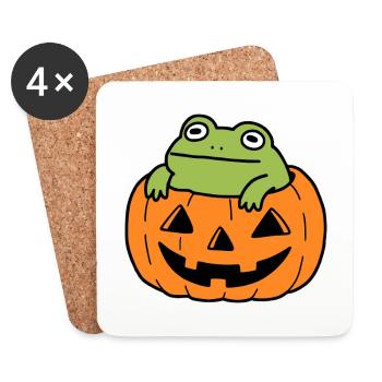 Cute Frog Halloween Pumpkin - Coasters (set of 4) - white - Front