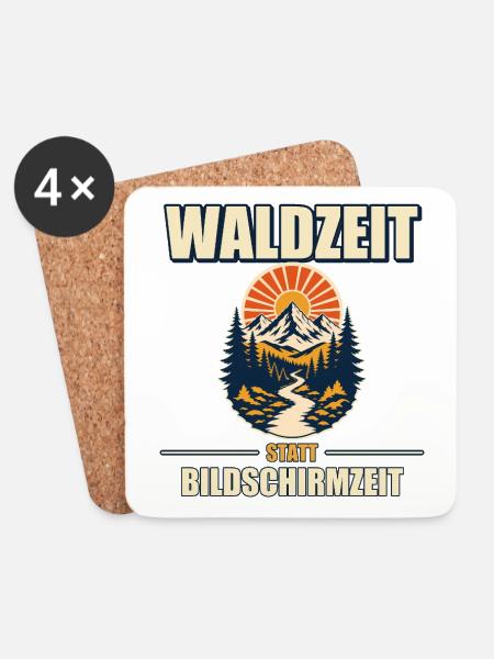 Waldzeit Naturpause - Untersetzer (4er-Set) - Weiß