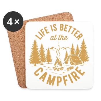 Hiking - Life is Better at the Campfire - Coasters (set of 4) - white - Front