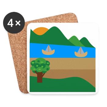 Lakeside Boats and Mountains - Coasters (set of 4) - white - Front