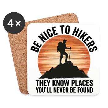Hiking - Outdoor Adventure - Be Nice to Hikers - Coasters (set of 4) - white - Front